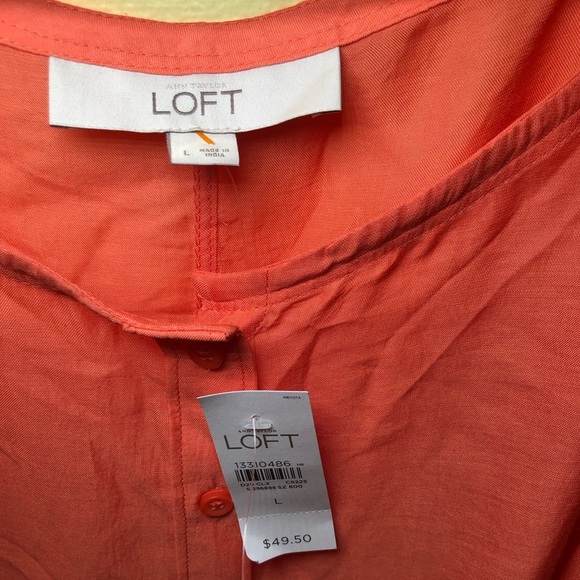 Ann Taylor LOFT long sleeve button down tunic blouse sheer size L - Picture 4 of 9